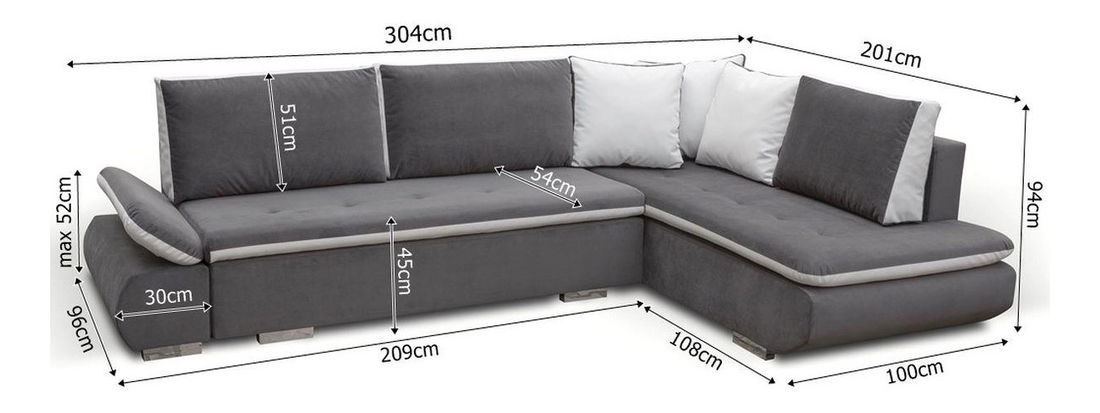 Rohová sedačka Arleen (tmavosivá) (L)