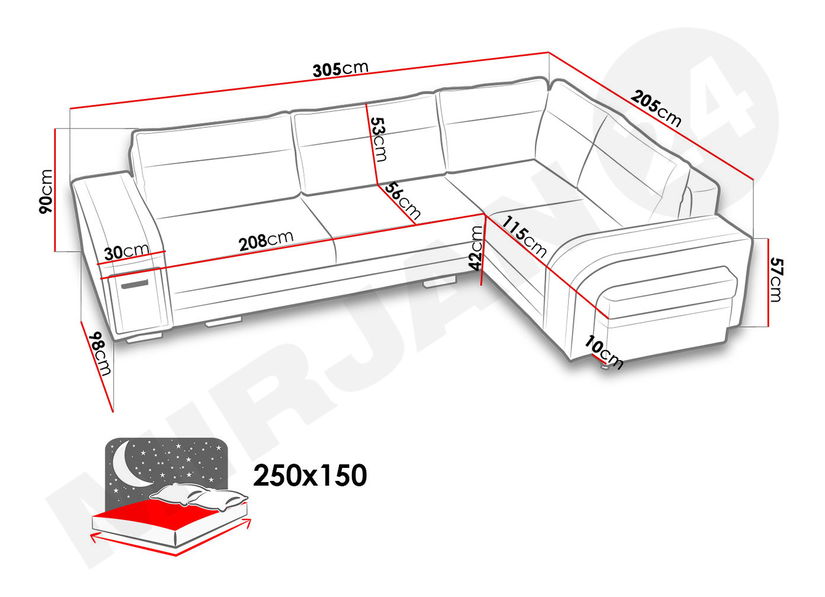 Kutna garnitura Sally (tamnosiva + siva)