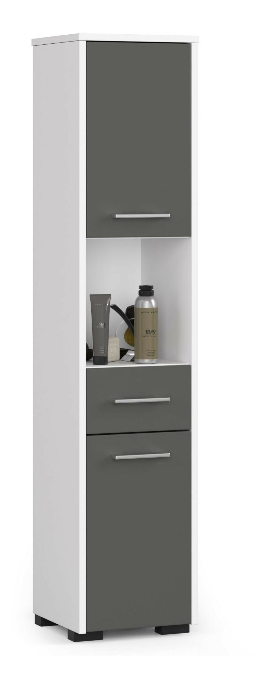 Kúpelňová skrinka Fulgor 2D 1SZ 1W (biela + grafit)