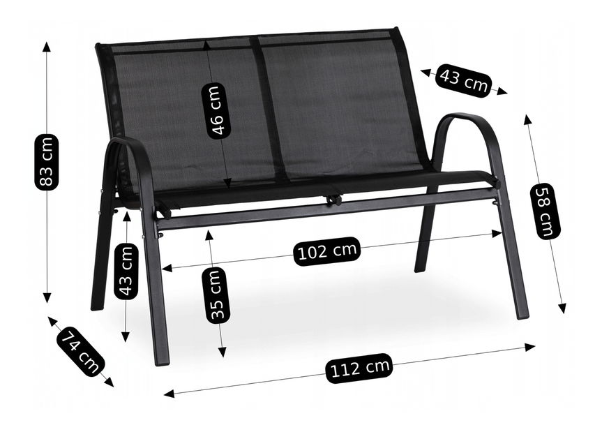 Záhradný set Magro (čierna) (pre 4 osoby)