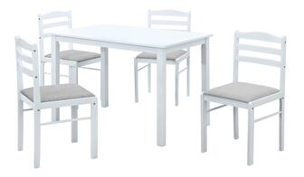 Set mobilier sufragerie Sesiones (alb + bej gri) (pentru 4 persoane)