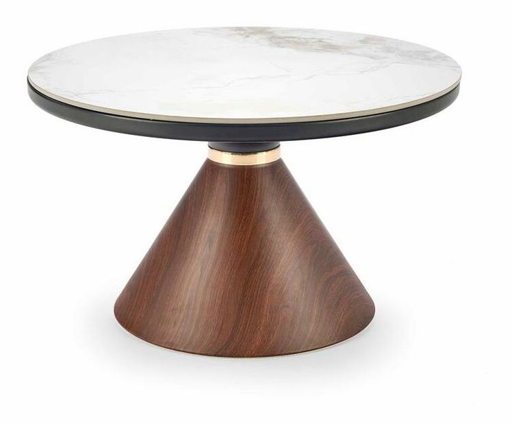 Stolić za kavu Gayle (bijeli mramor + orah + zlatna)