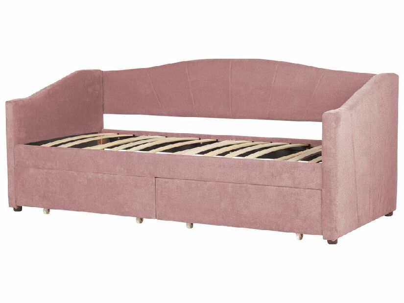 Jednolôžková posteľ 200 x 90 cm Vitto (ružová) (s roštom a úložným priestorom)