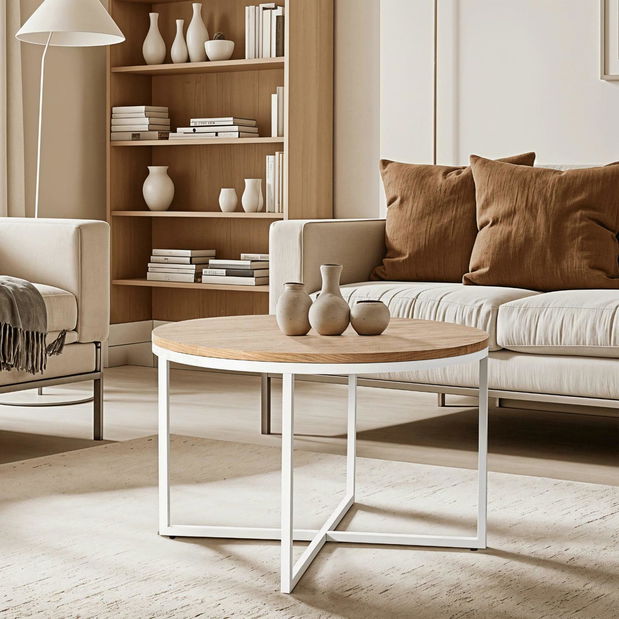 Stolić za kavu Hubiera (zlatni hrast + bijela) 