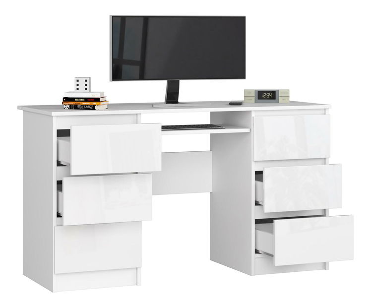 PC stolík Behati (biela + lesk biely)