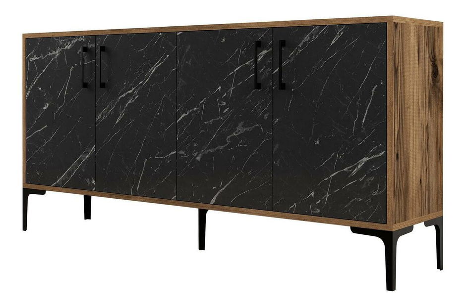 Szekrény Kim 160 (dió + fekete márvány)