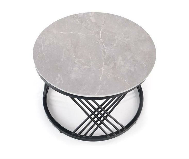 Set 2 ks. Konferenčných stolíkov Felecia (sivý mramor + čierna)