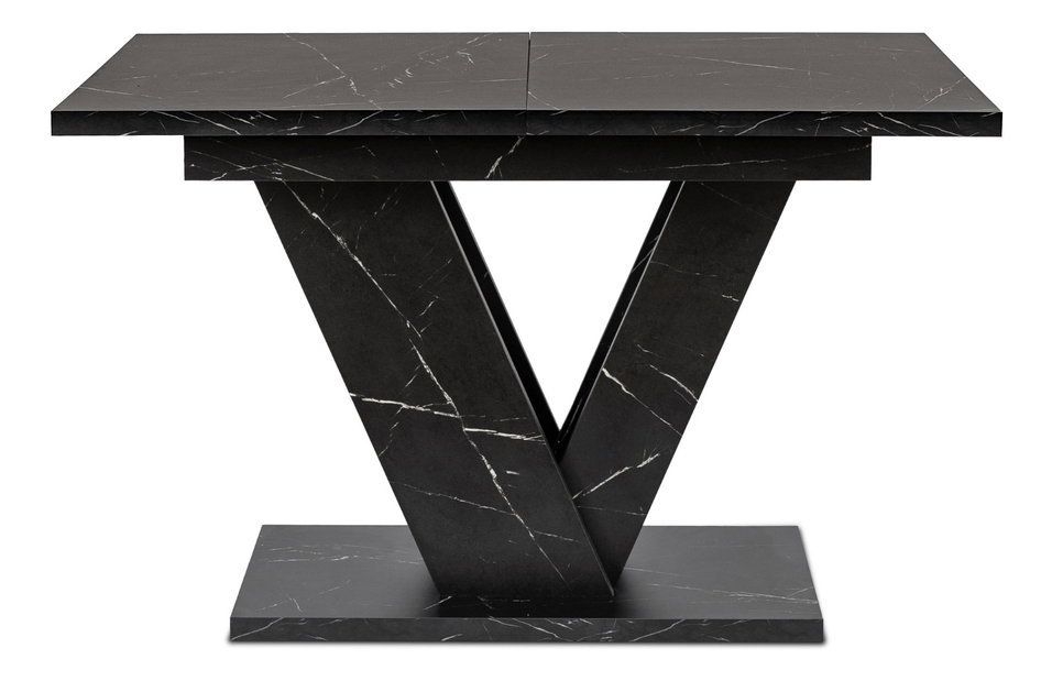 Masă sufragerie extensibilă Comentado (marmură negru + auriu) (pentru 4-6 persoane)