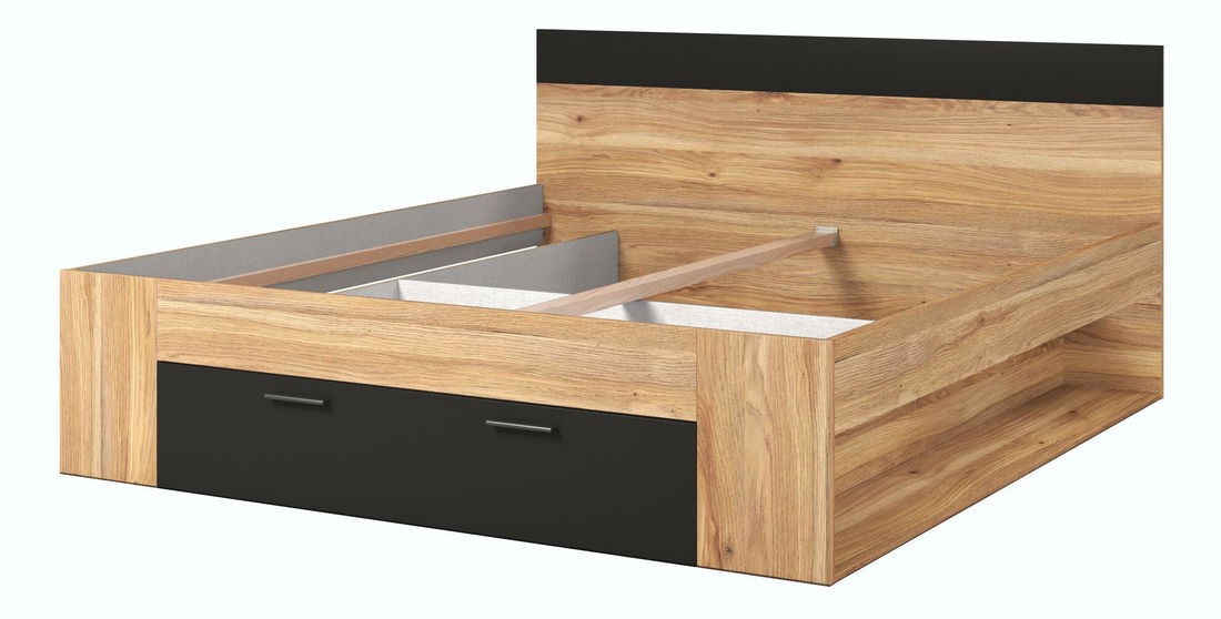 Pat matrimonial 180 cm Benson MW92 (stejar mauvella + negru)