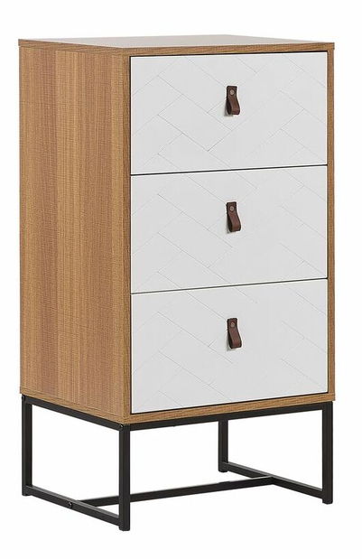 Komoda NAVVEA (svetlé drevo + biela)