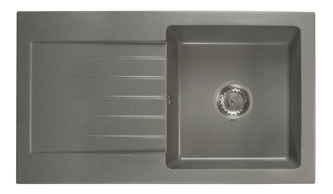 Chiuvetă de bucătărie Lemmion (gri) (cu 2 orificii pentru robinet) (S)