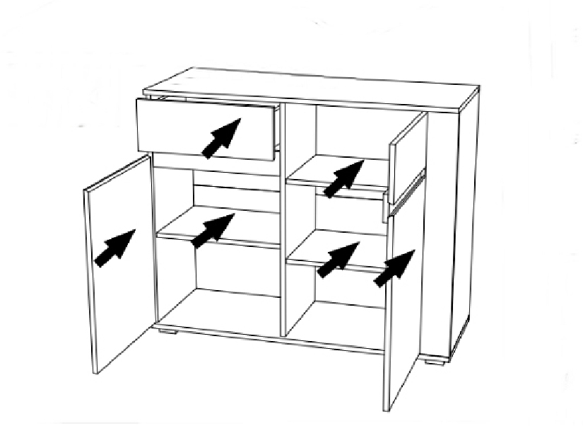 Komód Aren AS3 (enderein tölgy + fényes fehér)