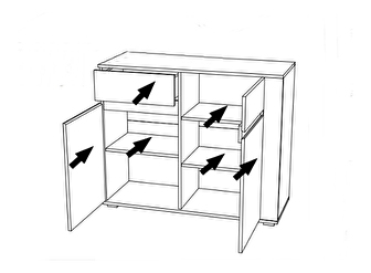 Komód Aren AS3 (enderein tölgy + fényes fehér)