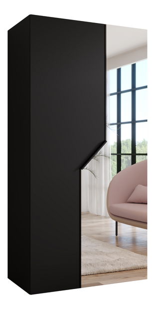 Šatníková skriňa Alaris 2 100 (čierna) (so zrkadlom)