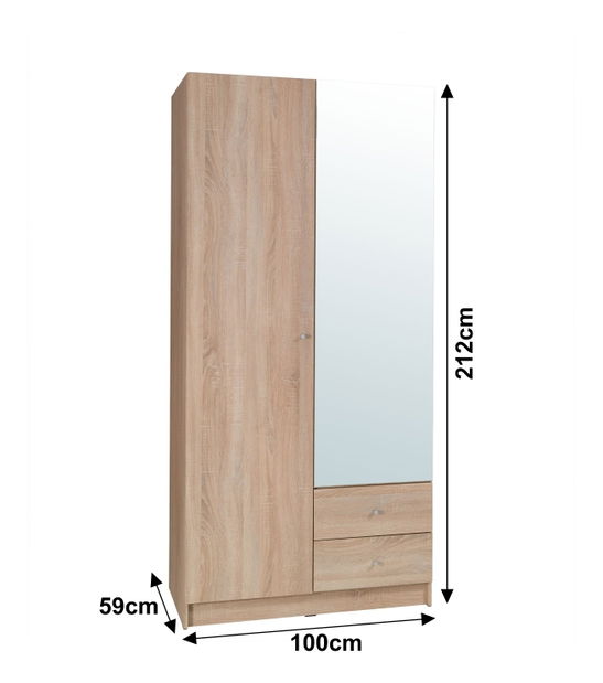 Kétajtós ruhásszekrény Mexim 