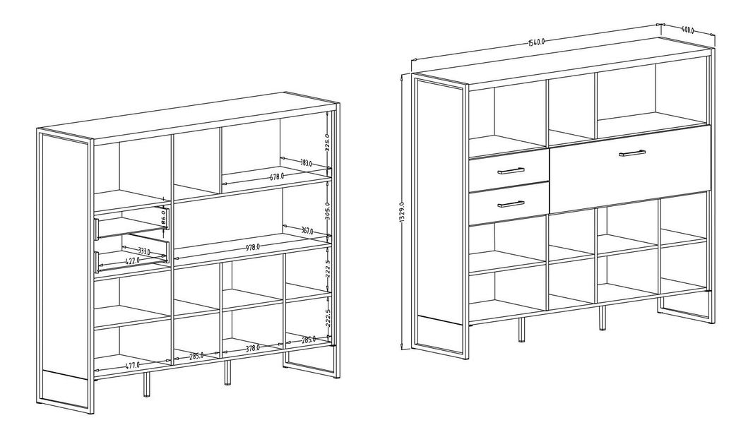 Regál Taren Typ 48 (smrek + čierna)