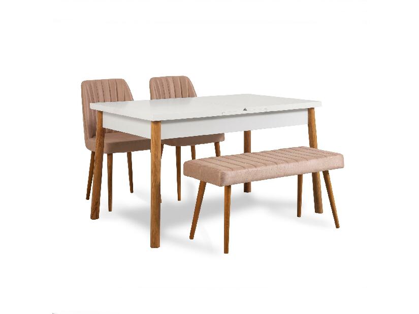 Set mobilier sufragerie Dobuse 2 (pin atlantic + alb + piatră) (pentru 4 persoane)