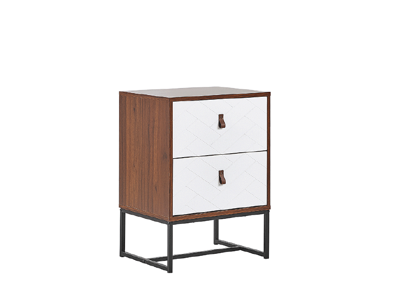 Noćni stolić NAVVEA (tamno drvo + bijela)