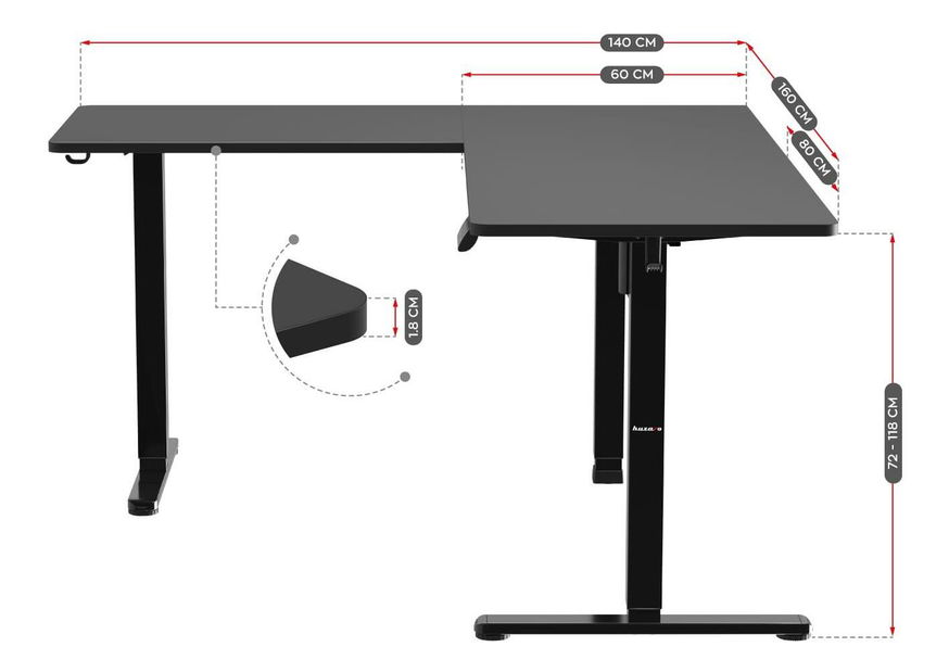 Kutni PC stolić Hyperion 9.5 (crna)