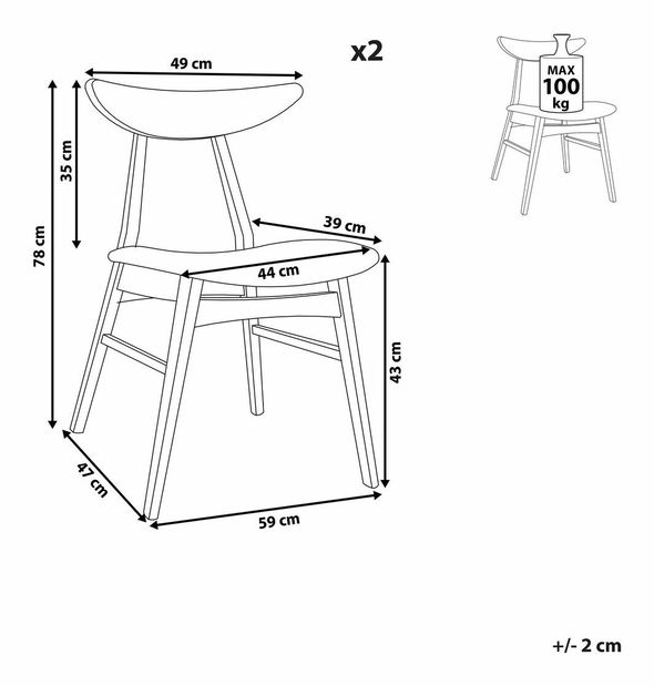 Set 2 buc scaune sufragerie Lynza (lemn deschis + gri deschis)