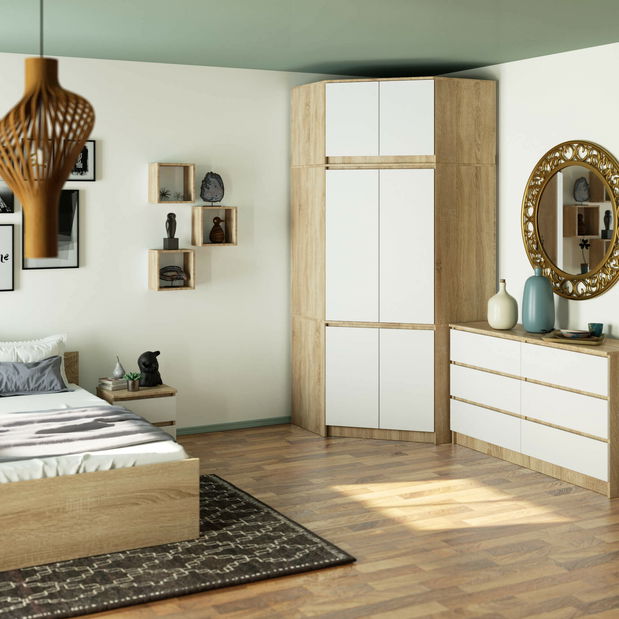 Sarokszekrény (felépítménnyel) Simboliza (sonoma tölgy + fehér)