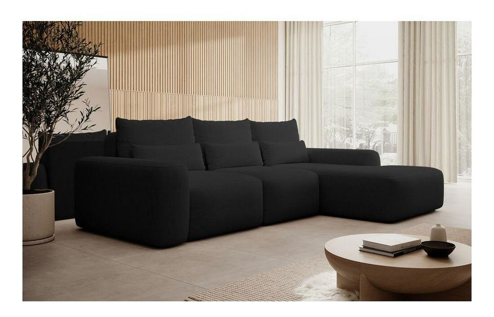 Rohová sedacia súprava Carlito (P) (čierna + čierna)