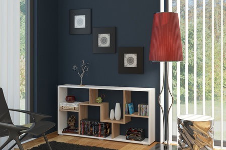 Raft Denny B larg alb + stejar sonoma deschis