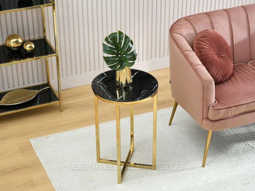 Dohányzóasztal Calvis (fekete márvány + arany)