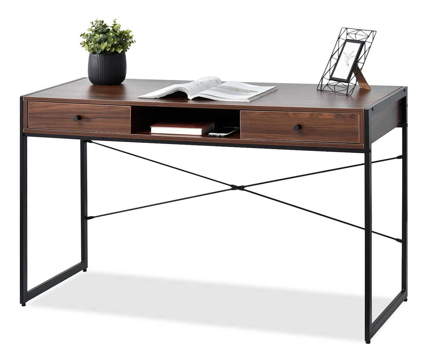 PC asztal Nills (sötét dió + fekete)