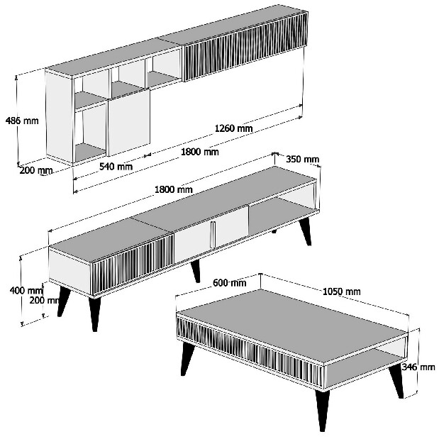 Mobilier living Michelle (Nuc + Negru)