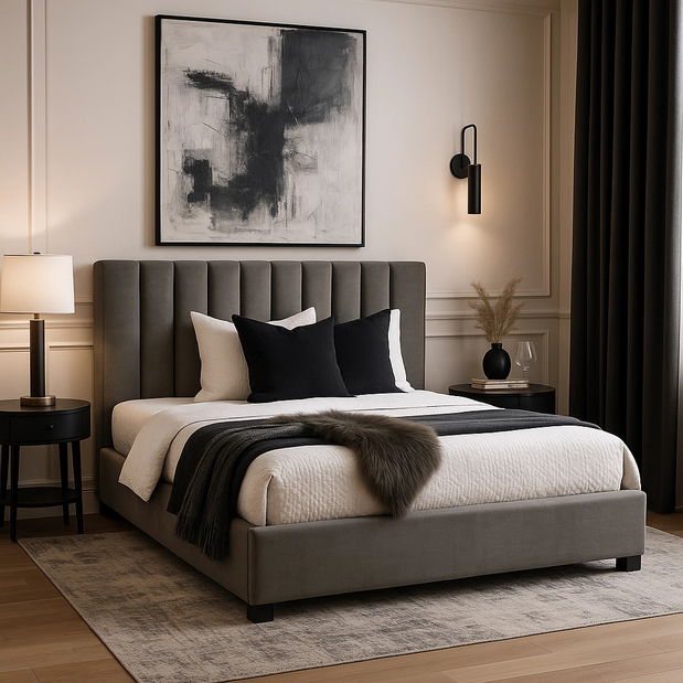 Manželská posteľ 140 cm Merecida (sivá) (s roštom) (s úl. priestorom)