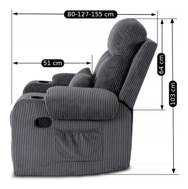 Fotoliu reglabil Trigesimo (gri) 