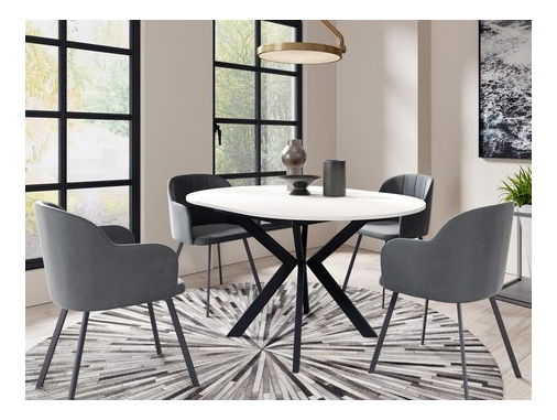 Masă sufragerie extensibilă Ulnasia 100 (Negru + Alb arctic) (pentru 2-4 persoane)