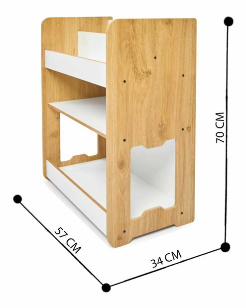 Detský regál Sease 1 (biela + naturálna)