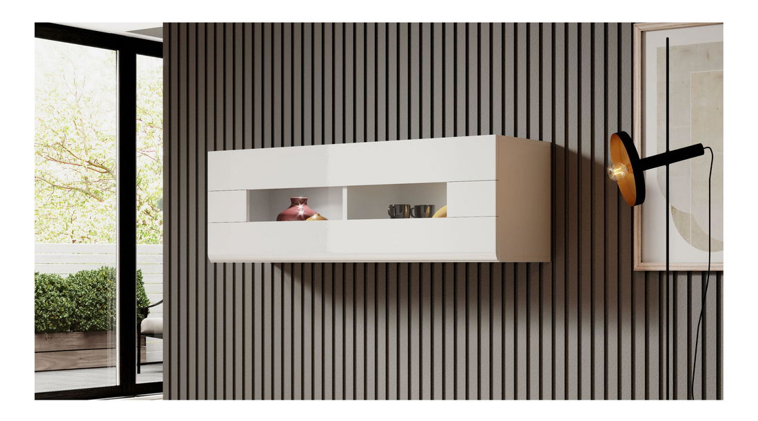 Függesztett szekrény/polc Tamie Typ 08 (fehér+ fényes fehér)