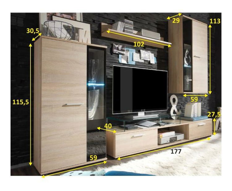 Set za dnevni boravak Selena (hrast sonoma) 