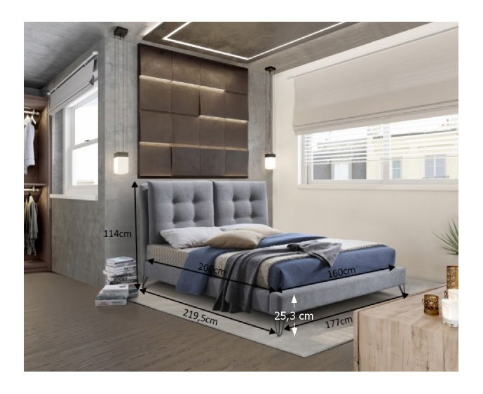 Pat matrimonial 160 cm Kolia (cu somieră)