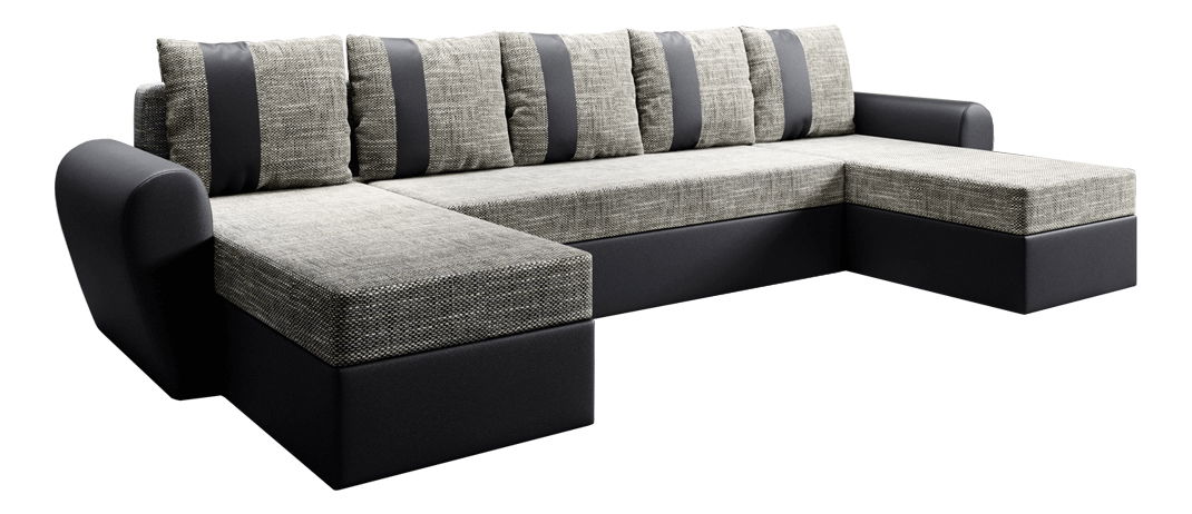 Set canapea fotolii Luna U (negru + gri maro)