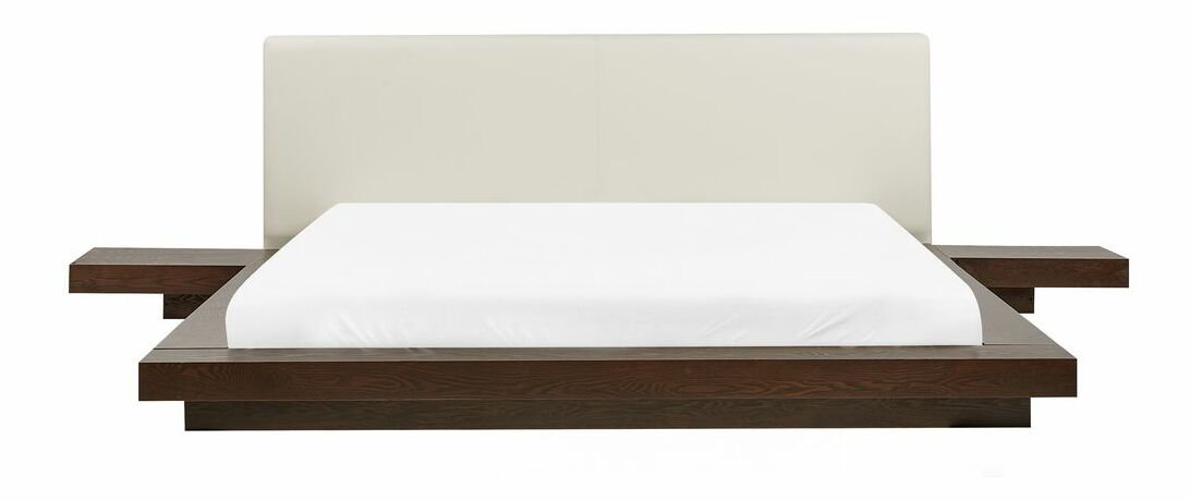Manželská posteľ 180 cm ZEPHYRE (s roštom) (tmavé drevo)