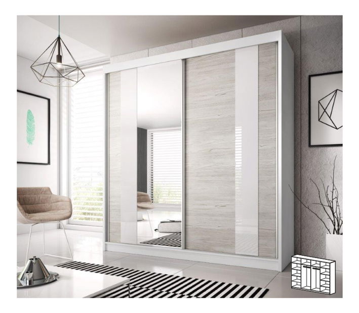 Dulap de haine Muriel 32 (233 cm) (alb + stejar kathult) *resigilat