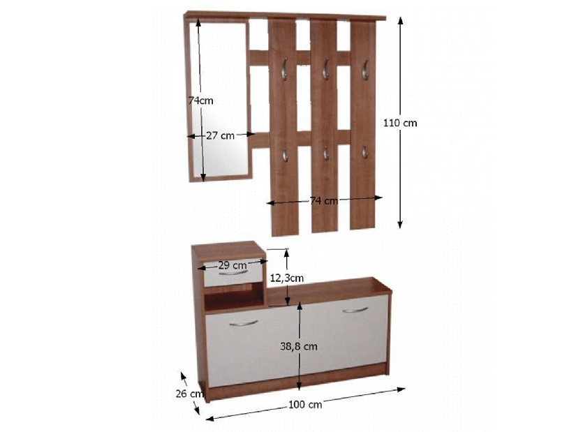 Predsieňová zostava Molton (wenge + biela) 