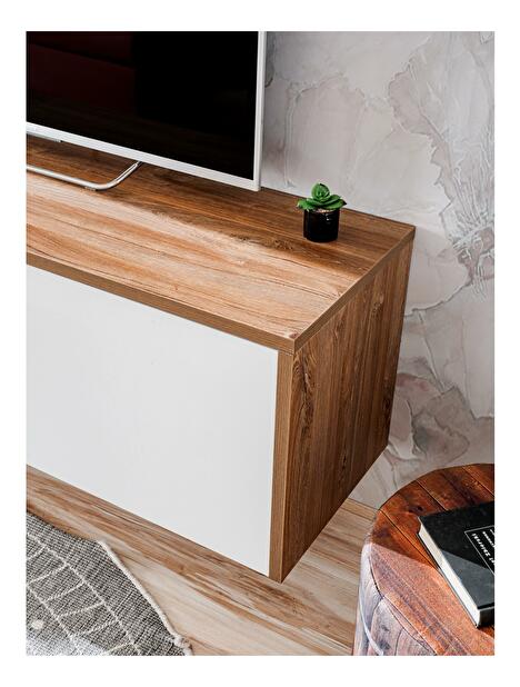 TV asztal/szekrény Dalton (sterling tölgy + matt fehér) (elektromos kandallóval)