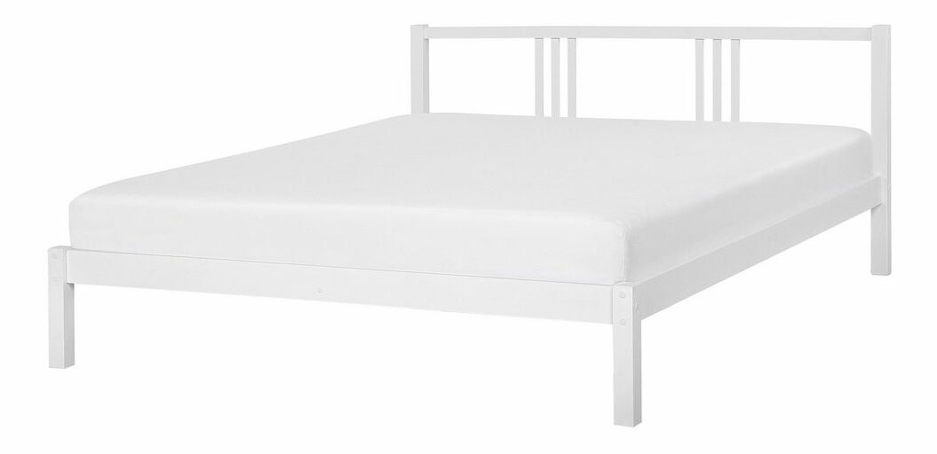 Manželská posteľ 160 cm VALLES (s roštom) (biela)