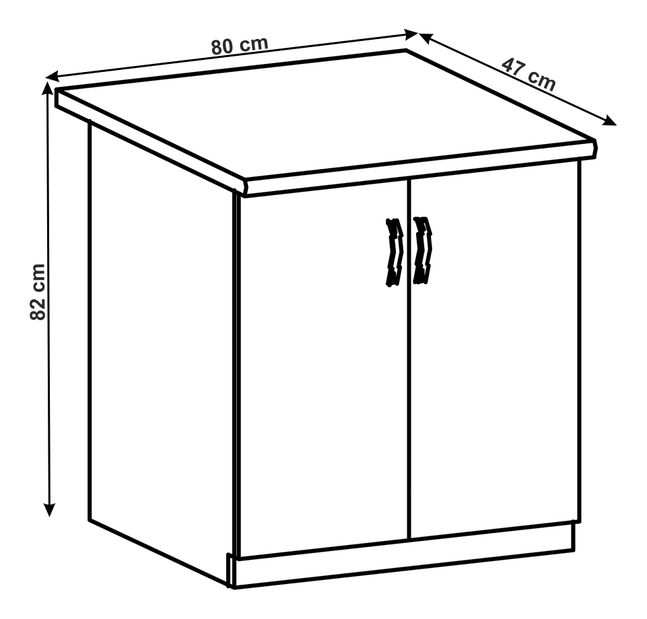 Dulap inferior de bucătărie D80 Lanaya (Alb + Gri mat)