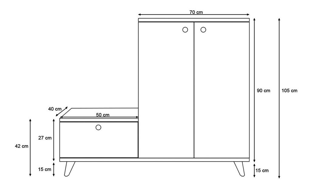 Előszoba bútor Tapie (tölgy + fehér)