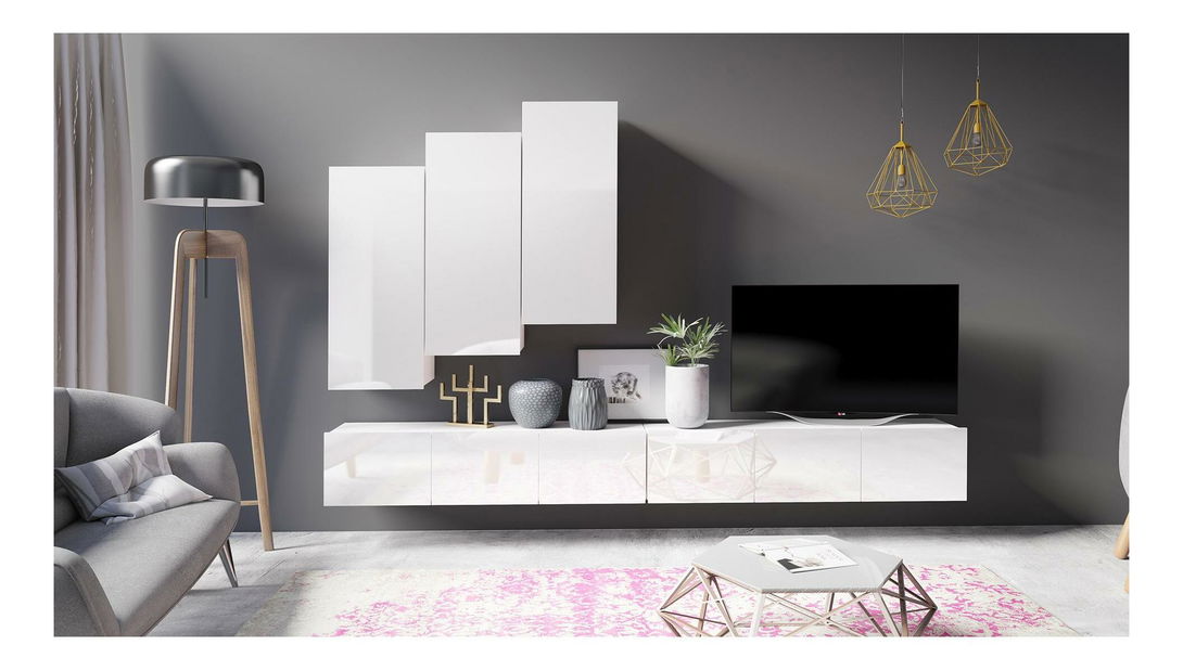 Set za dnevni boravak Calabria 1 (bijela mat + bijeli sjaj)