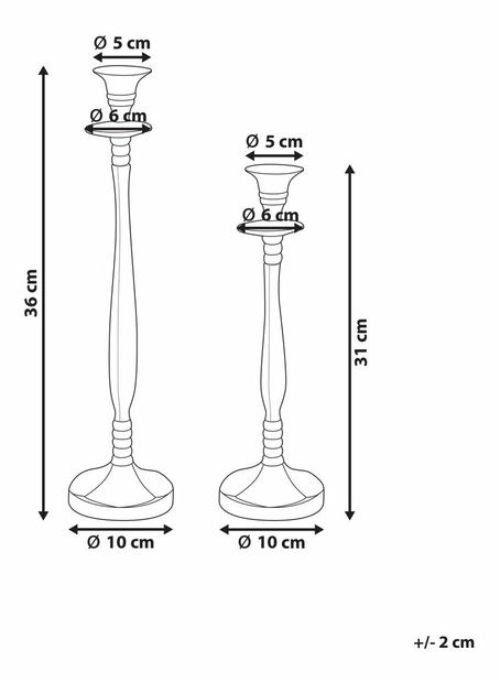 Set 2 sfeșnic Tira (auriu)