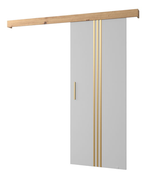 Posuvné dvere 90 cm Sharlene V (biela matná + dub artisan + zlatá)