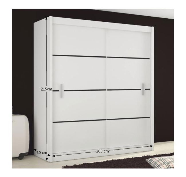 Ruhásszekrény Magnet 203 (fehér + fekete)