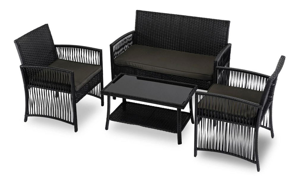 Záhradný set Frutos (čierna) (pre 4 osoby)